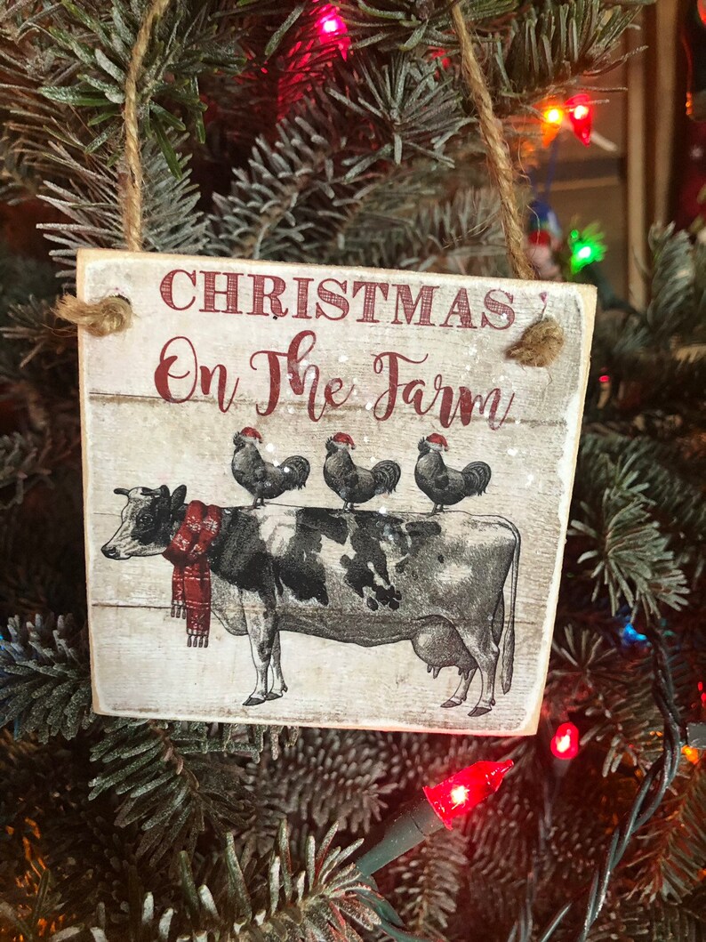 Vintage farm animal cow goat chicken sheep christmas ornament Etsy