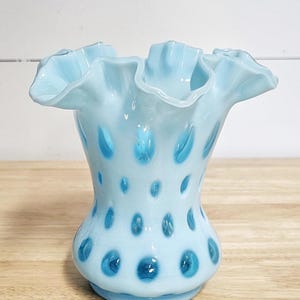 Fenton Blue Coin Dot Vase - Etsy