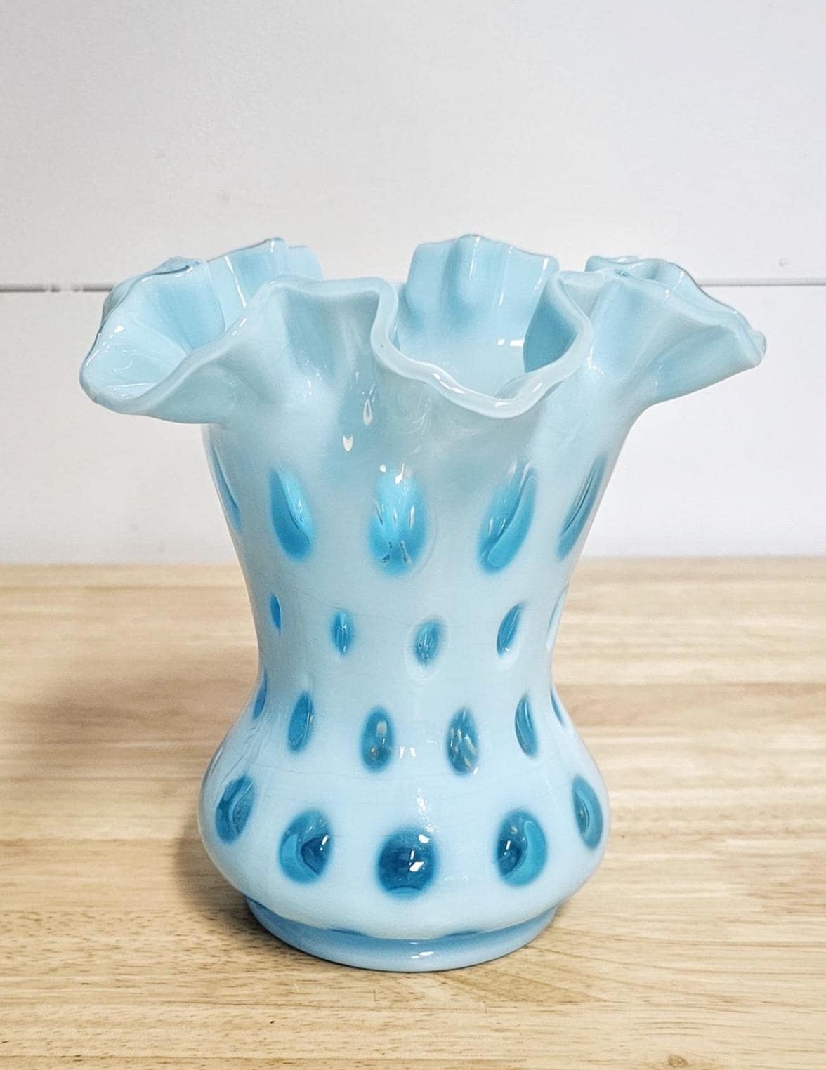 Fenton Blue Coin Dot Vase - Etsy