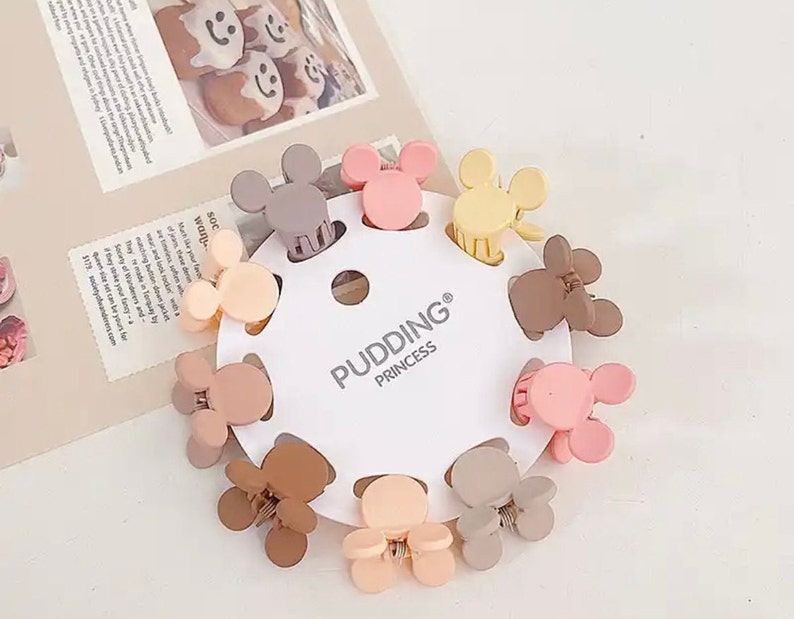 Mickey hair clip mini Mickey head hair claw Neutral matte color mickey hair clip girls matte hair clip babies hair clip for thin hair Neutral