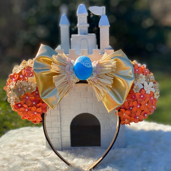 Moana Mickey Ears Princess Minnie Ears Orange Mickey Ears headband Mickey Ears for Aulani Flower Ears for girl gift for Disney lover friend