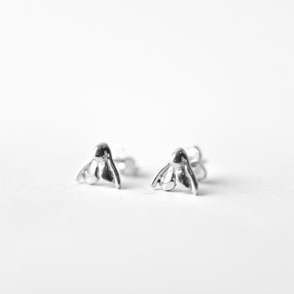 Clitoris earrings - Sterling silver delicate clit studs handmade by Kieve Pauzé