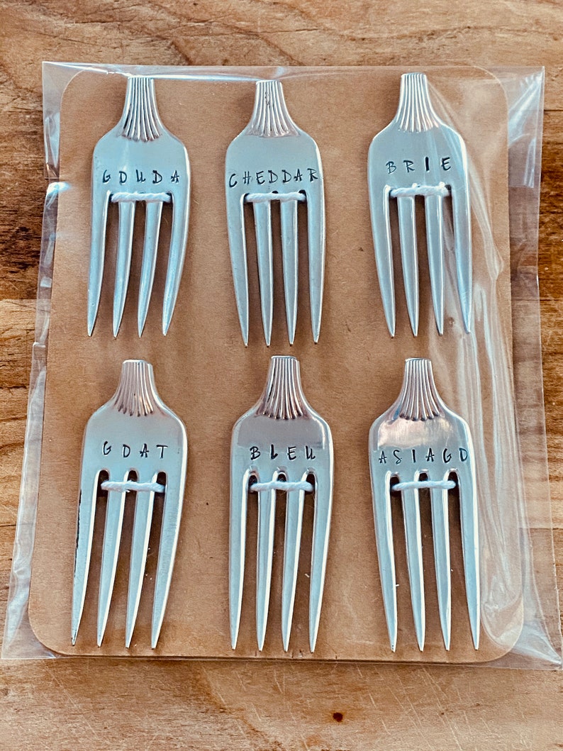 Upcycled Vintage Fork Cheese Markers Set of 6 Etsy