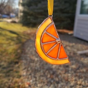 Orange Slice Stained Glass Ornament or Lemon Slice