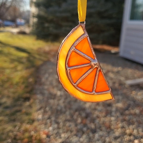 Orange Slice Stained Glass Ornament or Lemon Slice