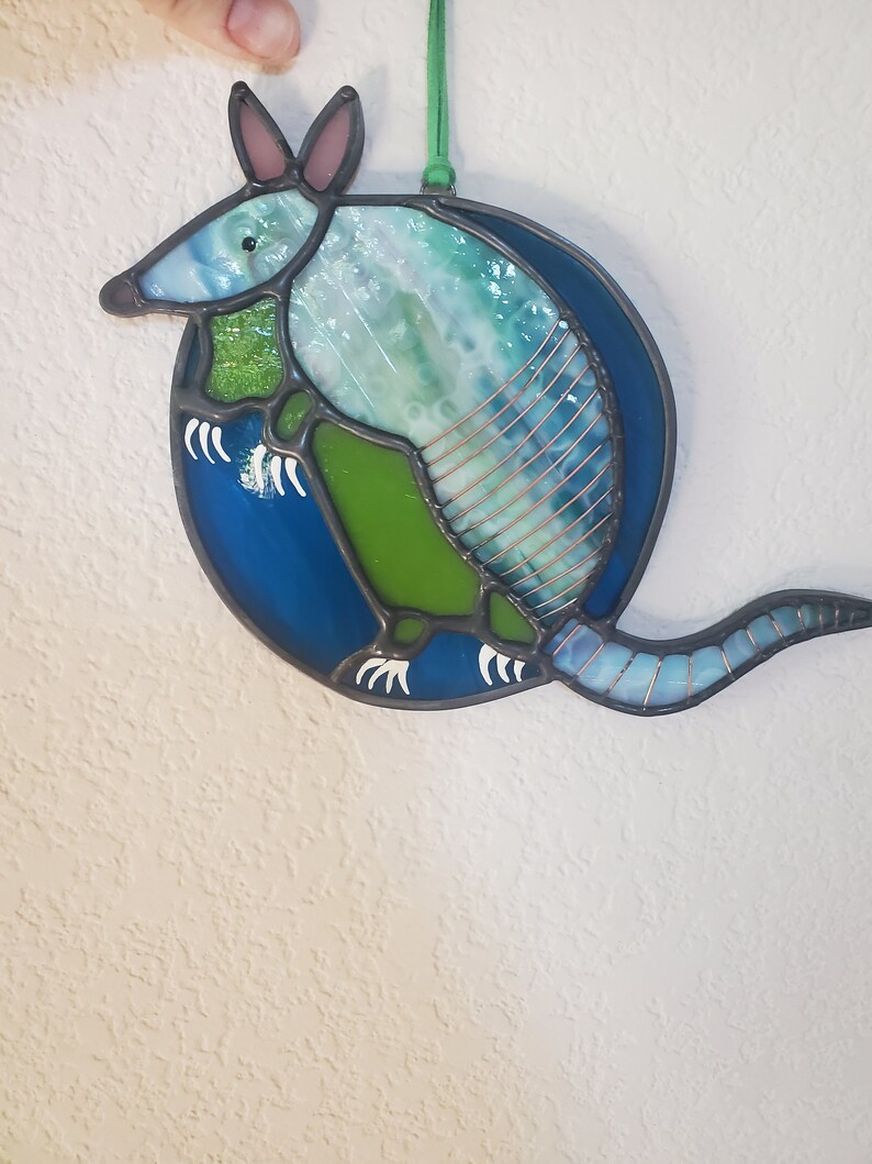 Blue Armadillo Stained Glass Etsy