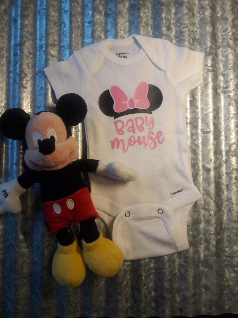 Baby Mouse Carter/'s Bodysuit Onesie Newborn Hospital Vacation Girl Mickey Ears Disney Personalized Bow Pink