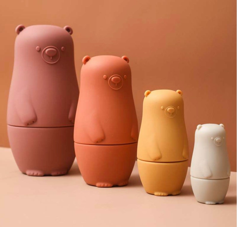 Silicone minimalist baby nesting dolls Montessori toy image 1