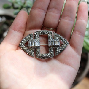 Estate Art Deco Geometric Rhinestone Brooch