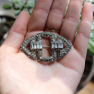 Estate Art Deco Geometric Rhinestone Brooch image 1