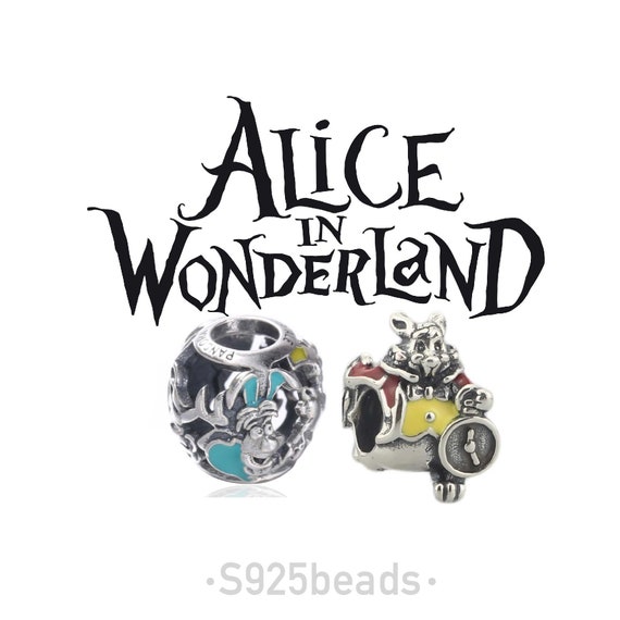 Mad Hatter Charm REAL 925 Sterling Silver Bead Bracelet Alice in Wonderland Gift