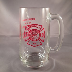Vintage/Antique Firemen&#39;s Association Glass Mug Meadville, PA