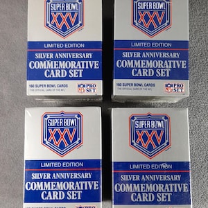 Conjunto de cartões comemorativos de aniversário de prata da edição limitada do Superbowl XXV de 1990