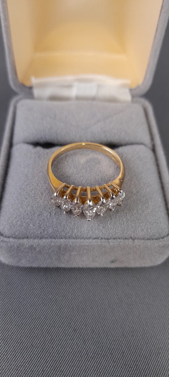 1CTW Marquis 7 Diamond 14K Gold Cocktail Ring - image 3