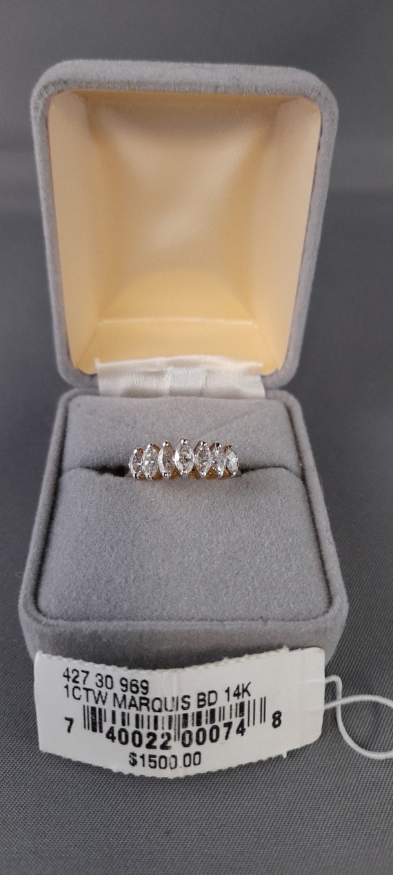 1CTW Marquis 7 Diamond 14K Gold Cocktail Ring