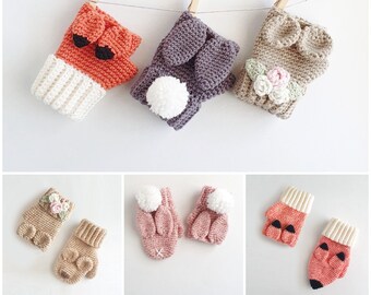 MULTIBUY PATTERN - Crochet Animal Gloves. Multiple Buy Discount. Fingerless and Mitten options. 3x Patterns included