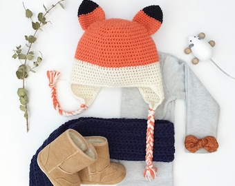 PATTERN ONLY - Toddler/Child fox beanie/beanie crochet pattern/fox beanie/fox hat/animal beanie/ear beanie/toddler beanie/toddler hat