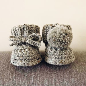 PATTERN ONLY Crochet Hayden Booties. Rib Cuff Pom Pom Booties image 1