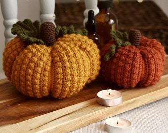 PATTERN ONLY - Berry Beautiful Pumpkins, Crochet fall decor, modern vintage farmhouse style crochet pumpkins