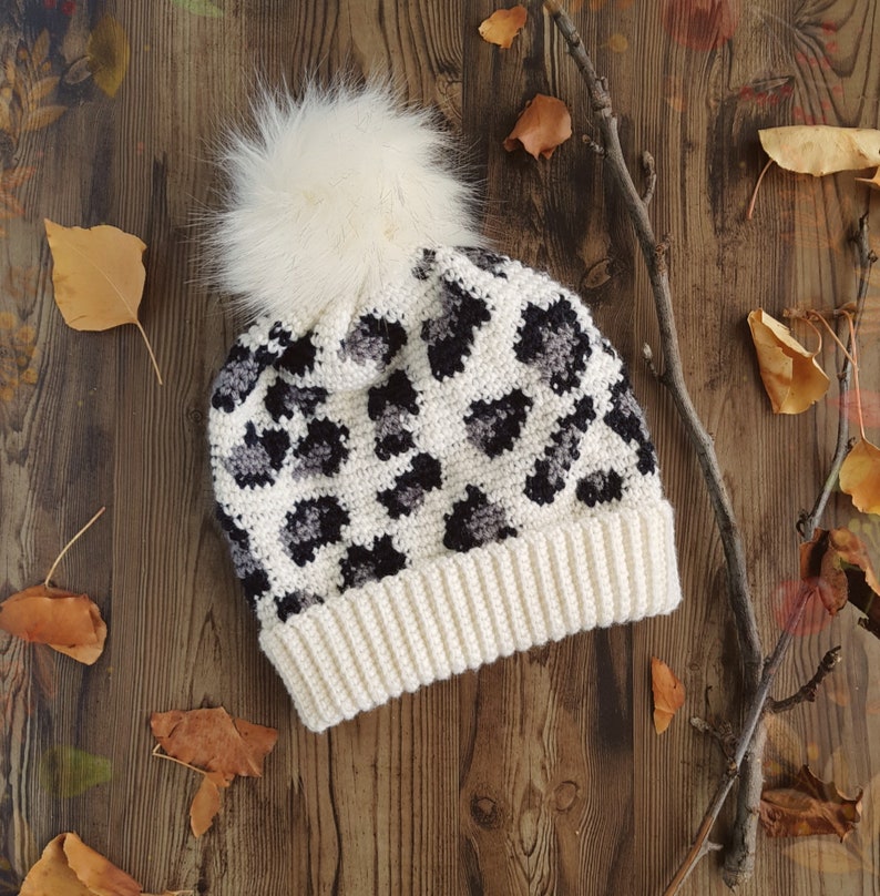 PATTERN ONLY Child/Adult Leopard Print Slouch Beanie. image 4