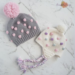 PATTERN ONLY Baby/Toddler gumdrop beanie/beanie crochet pattern/bobble beanie/crochet hat image 4