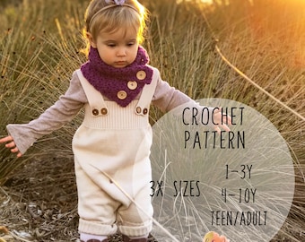 PATTERN ONLY - Toddler to Adult Crochet Dakota Cowl crochet pattern