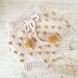 PATTERN ONLY Billie Bloomers. Baby/Toddler bobble stitch tie up bloomer shorts. Crochet nappy cover. image 9