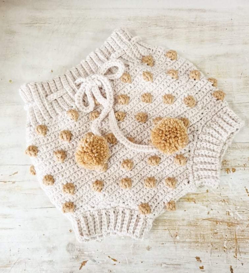 PATTERN ONLY Billie Bloomers. Baby/Toddler bobble stitch tie up bloomer shorts. Crochet nappy cover. image 9