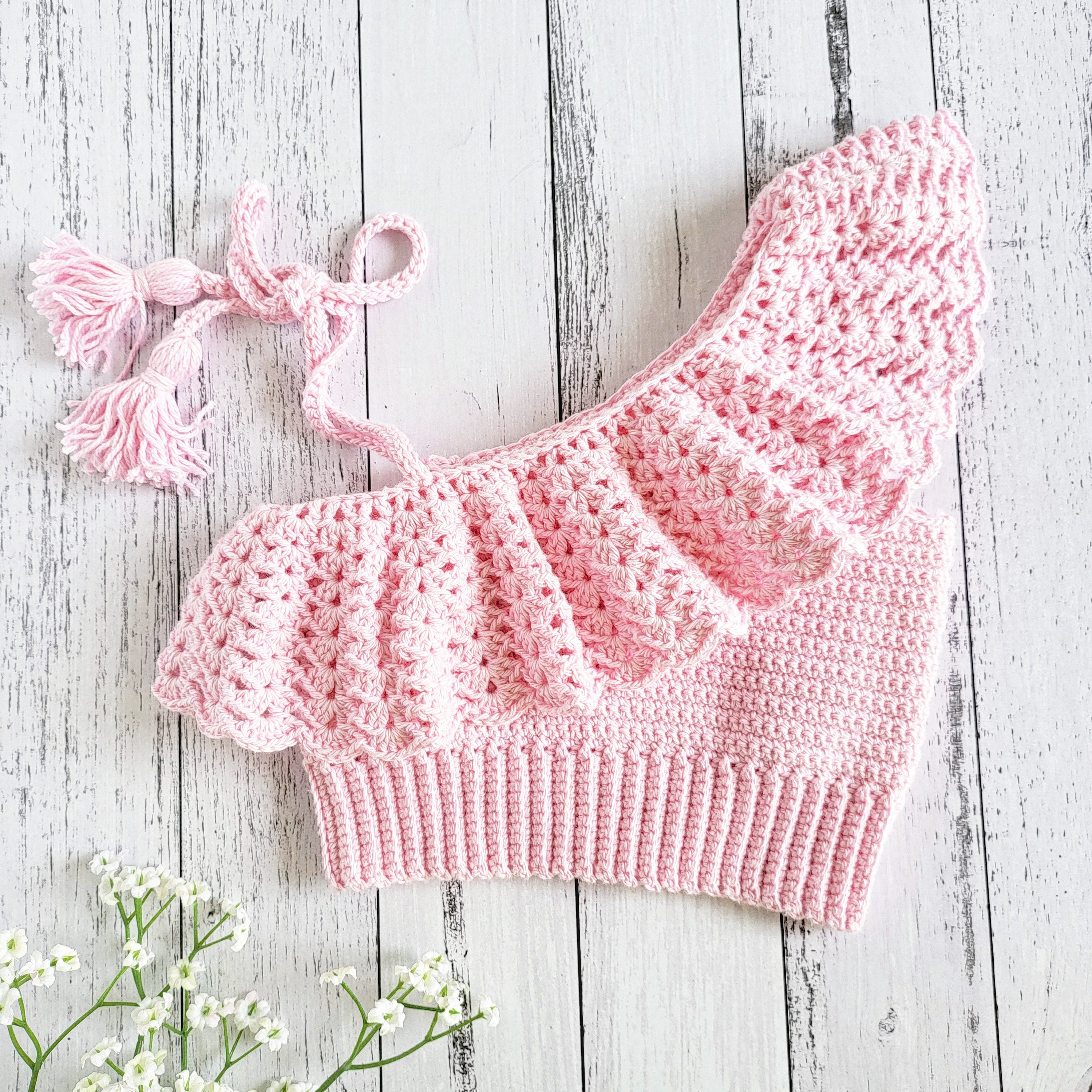 PATTERN ONLY Crochet Isabella Crop. Baby Toddler Child Sizes. Ribbed Waist Asymmetrical Crop Top With Lace Frill. Etsy