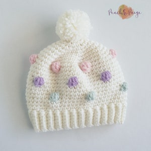 PATTERN ONLY Baby/Toddler gumdrop beanie/beanie crochet pattern/bobble beanie/crochet hat image 3