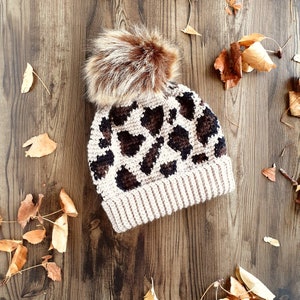 PATTERN ONLY Child/Adult Leopard Print Slouch Beanie. image 6