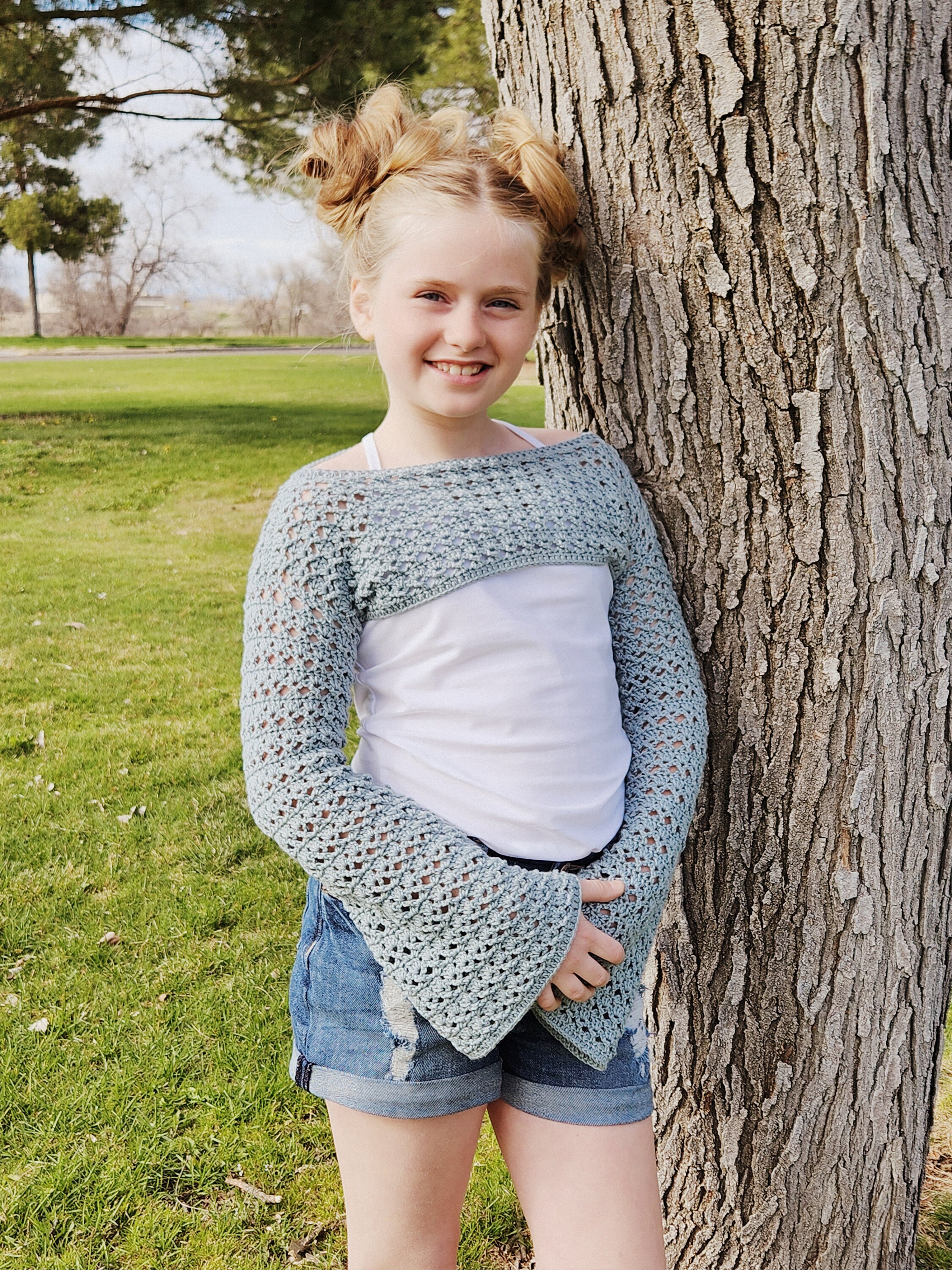 トップス ANDMARY Crochet frill knit tops ANDMARY】Crochet frill knit tops
