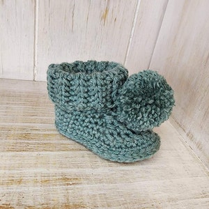 PATTERN ONLY Crochet Hayden Booties. Rib Cuff Pom Pom Booties image 10