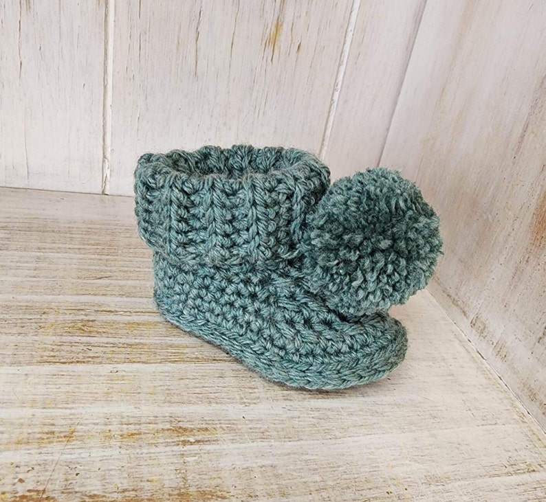 PATTERN ONLY Crochet Hayden Booties. Rib Cuff Pom Pom Booties image 10