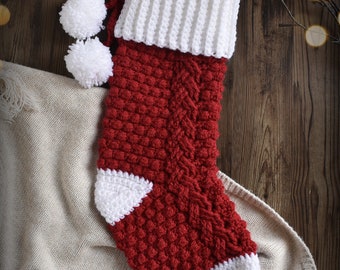 PATTERN ONLY - Berry Braided Stocking Crochet Pattern, Christmas Decor, Farmhouse, Boho Christmas