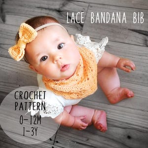 PATTERN ONLY - Baby/Toddler Boho Crochet Lace Bandana Bib