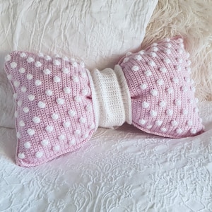 PATTERN ONLY Crochet Bobble Bow Pillow Pattern. DIY nursery decor. image 3