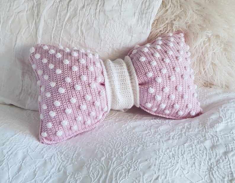 PATTERN ONLY Crochet Bobble Bow Pillow Pattern. DIY nursery decor. image 3