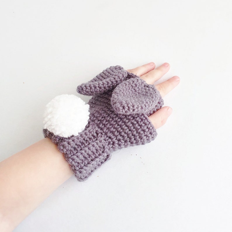 PATTERN ONLY Crochet Bunny Gloves. Fingerless and Mitten options. child/todder gloves image 2