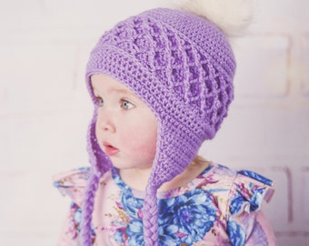 PATTERN ONLY - Baby/Toddler/Child Lattice Crochet Pom Beanie. Crochet beanie.