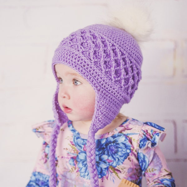 PATTERN ONLY - Baby/Toddler/Child Lattice Crochet Pom Beanie. Crochet beanie.