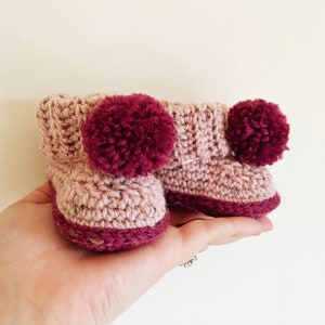 PATTERN ONLY Crochet Hayden Booties. Rib Cuff Pom Pom Booties image 4