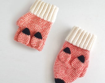 PATTERN ONLY - Crochet Fox Gloves. Fingerless and Mitten options. child/todder gloves