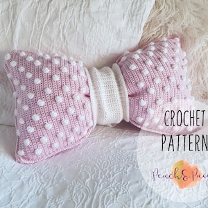 PATTERN ONLY Crochet Bobble Bow Pillow Pattern. DIY nursery decor. image 1