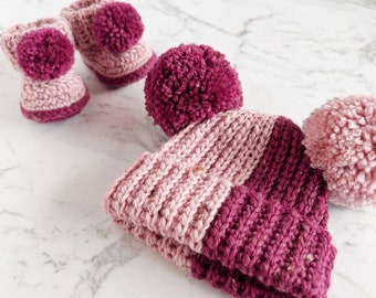 PATTERN ONLY - Crochet Hayden Booties and Beanie. Crochet pattern Bundle