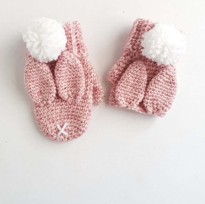 PATTERN ONLY Crochet Bunny Gloves. Fingerless and Mitten options. child/todder gloves image 1