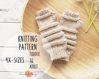 PATTERN ONLY - Knitted Delilah Gloves. Long fingerless gloves with textured stripes. Knitting Pattern