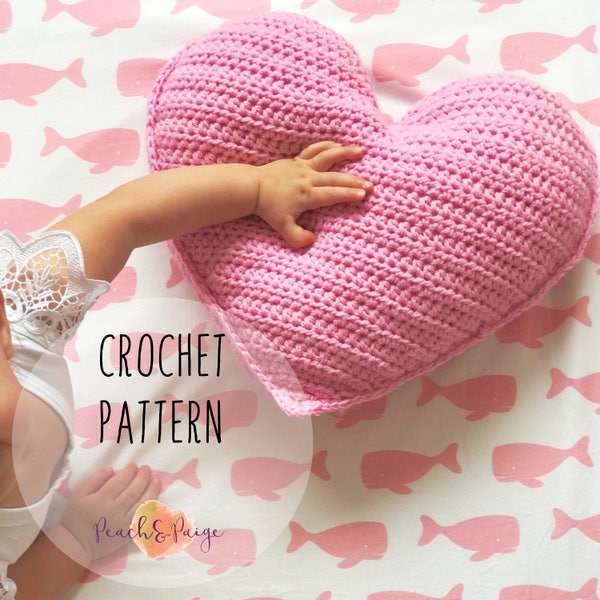 PATTERN ONLY - Crochet heart pillow pattern. DIY nursery decor.