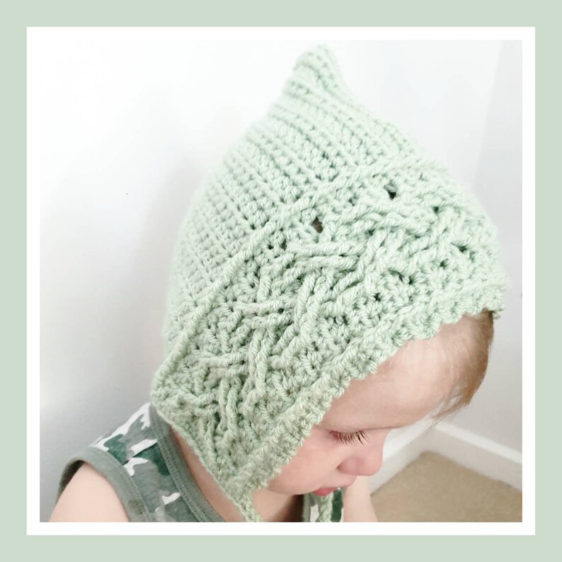 PATTERN ONLY Baby/Child Reaghan Pixie Bonnet. Braided Cable Bonnet image 2