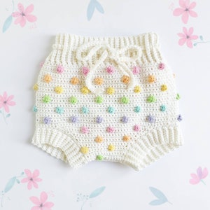 PATTERN ONLY Billie Bloomers. Baby/Toddler bobble stitch tie up bloomer shorts. Crochet nappy cover. image 4